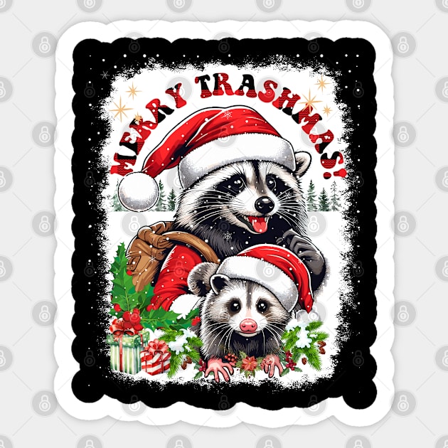 Merry Trashmas shirt Sticker by JessArty